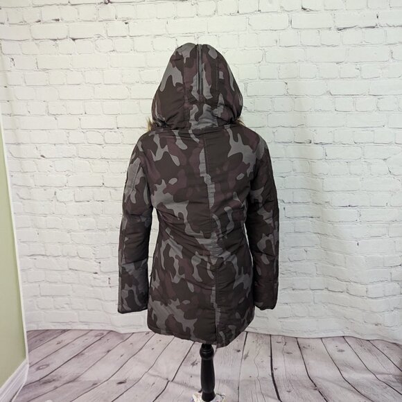 PAJAR CANADA Green Camo Feather Down Faux Fur Parka Sherpa S - Picture 4 of 9